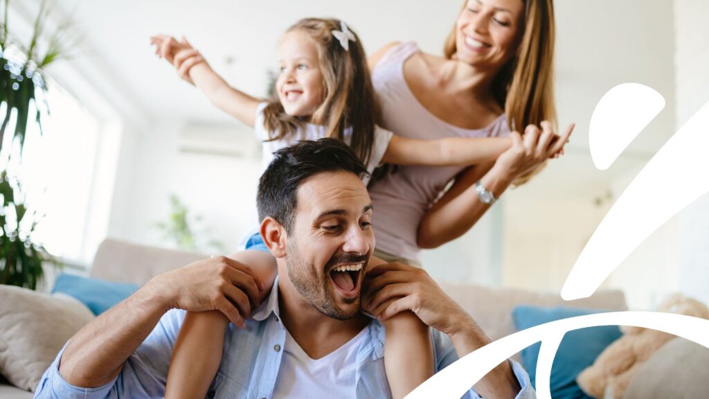 mother and father-teaching daughter a fun family stretching routine