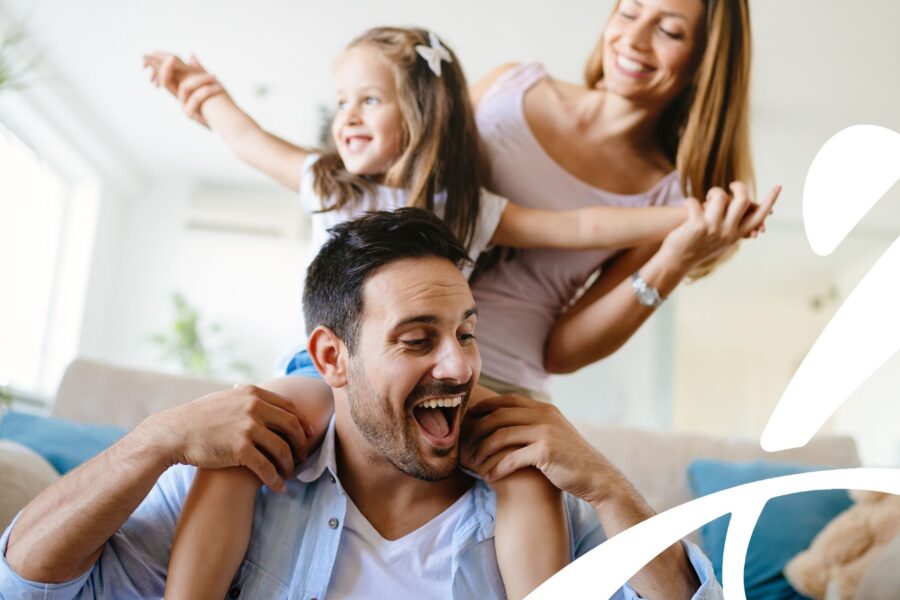 mother and father-teaching daughter a fun family stretching routine